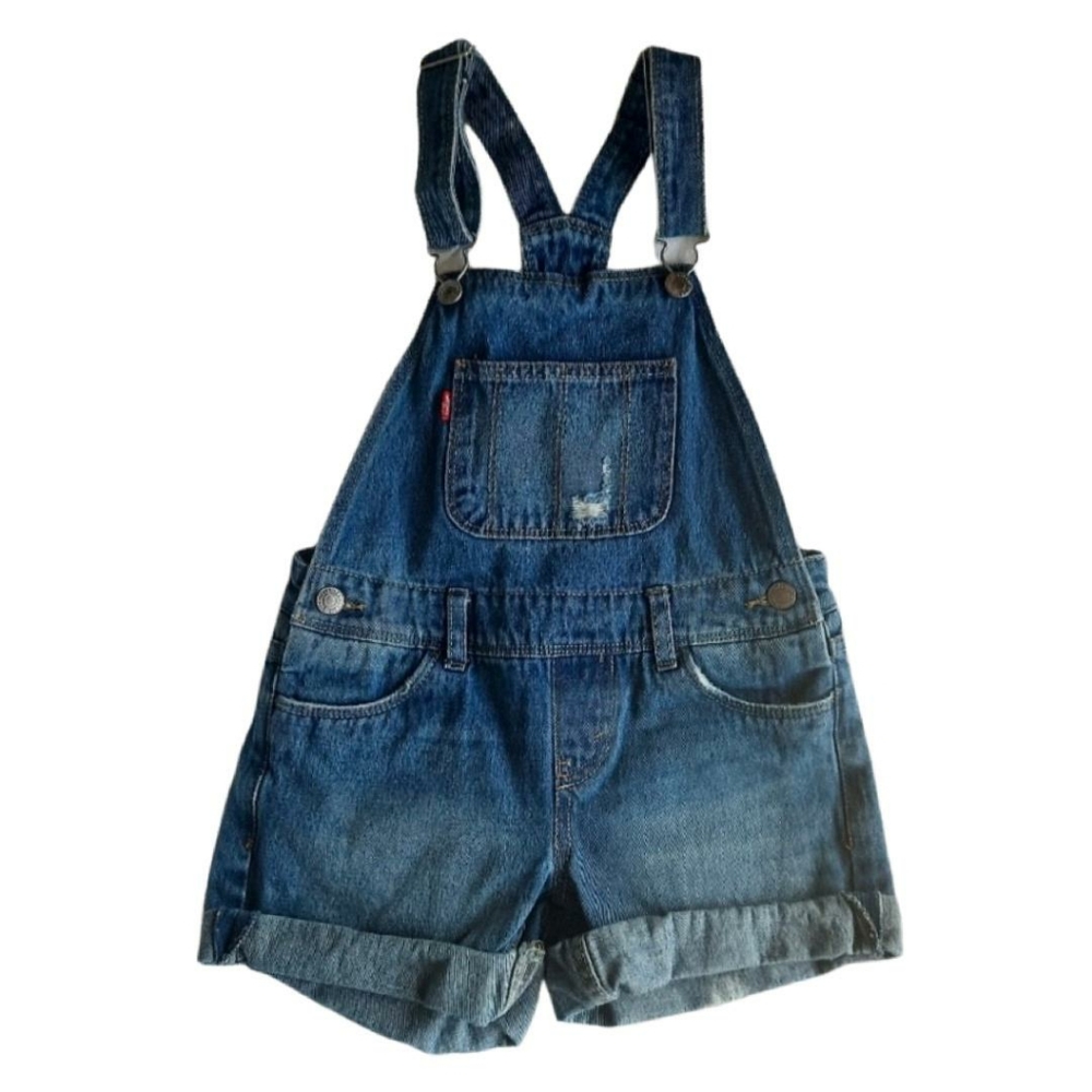 Levis size 8 Kids Shortalls Distressed Denim Overall shorts